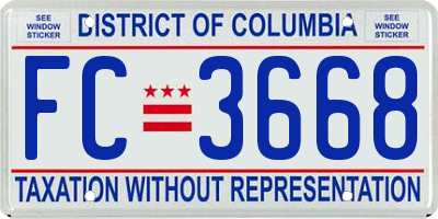 DC license plate FC3668