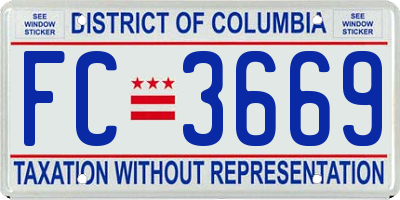 DC license plate FC3669