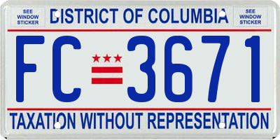 DC license plate FC3671