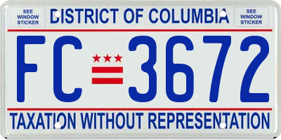 DC license plate FC3672