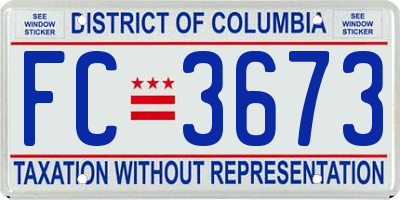 DC license plate FC3673