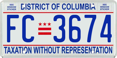 DC license plate FC3674