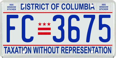 DC license plate FC3675