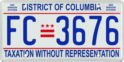 DC license plate FC3676