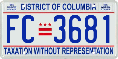 DC license plate FC3681