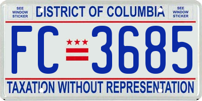 DC license plate FC3685