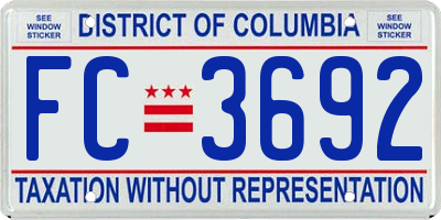 DC license plate FC3692