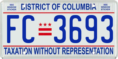 DC license plate FC3693