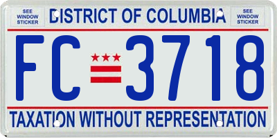 DC license plate FC3718