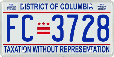 DC license plate FC3728