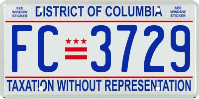 DC license plate FC3729