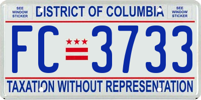 DC license plate FC3733