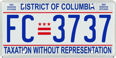 DC license plate FC3737