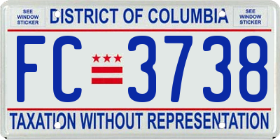 DC license plate FC3738