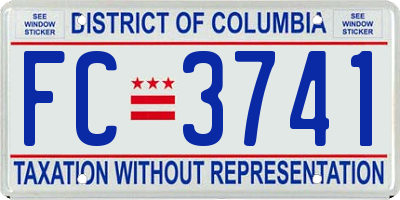 DC license plate FC3741