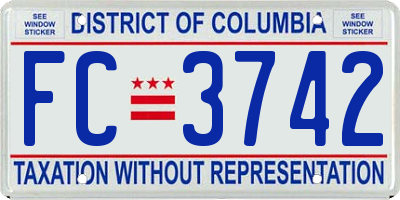 DC license plate FC3742