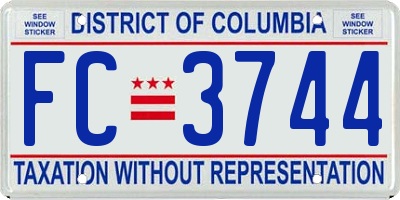 DC license plate FC3744