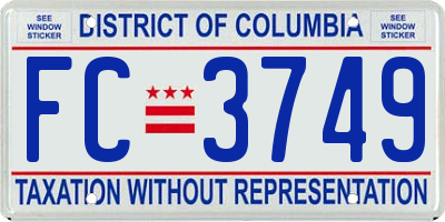 DC license plate FC3749