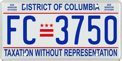 DC license plate FC3750