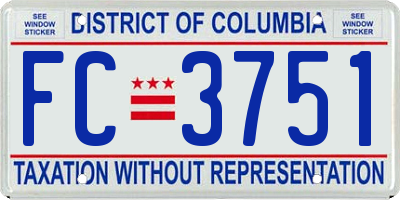 DC license plate FC3751