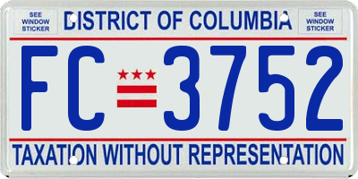 DC license plate FC3752