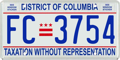 DC license plate FC3754