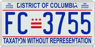 DC license plate FC3755