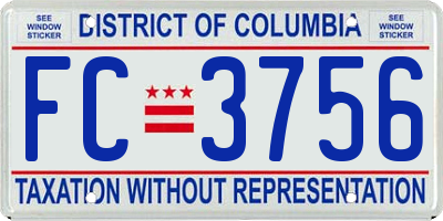 DC license plate FC3756