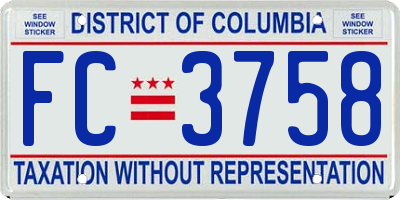 DC license plate FC3758