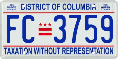 DC license plate FC3759