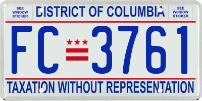 DC license plate FC3761