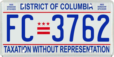 DC license plate FC3762