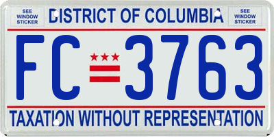 DC license plate FC3763