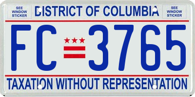 DC license plate FC3765