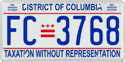 DC license plate FC3768