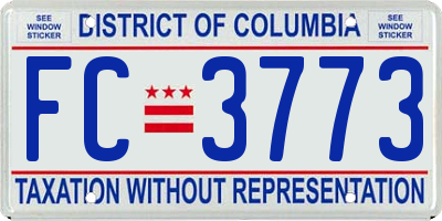 DC license plate FC3773