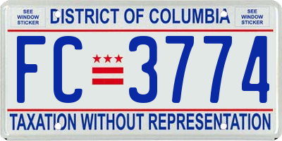 DC license plate FC3774