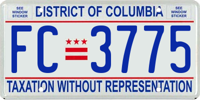 DC license plate FC3775