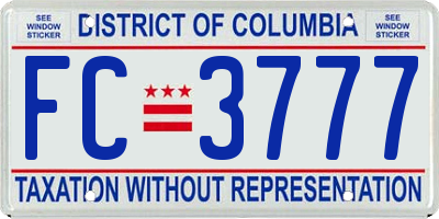 DC license plate FC3777