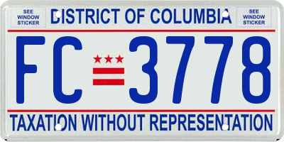 DC license plate FC3778