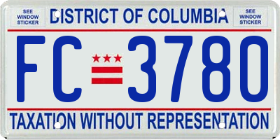 DC license plate FC3780