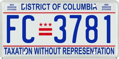 DC license plate FC3781