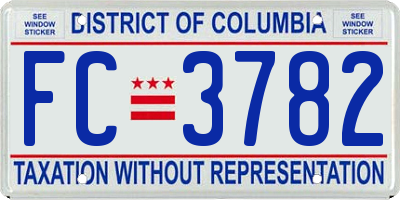 DC license plate FC3782