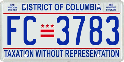 DC license plate FC3783