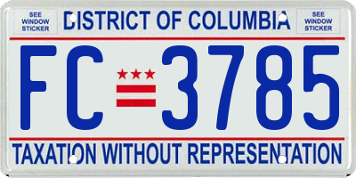 DC license plate FC3785