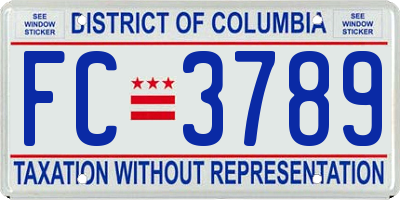 DC license plate FC3789