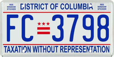 DC license plate FC3798