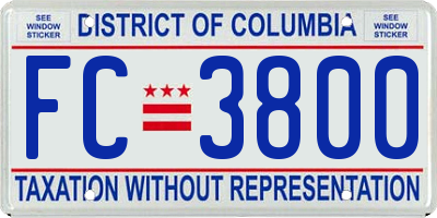 DC license plate FC3800