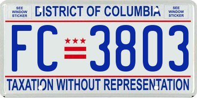 DC license plate FC3803