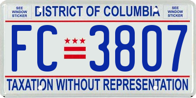 DC license plate FC3807